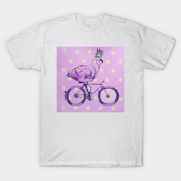 Pink Flamingo T-Shirt by Novaart